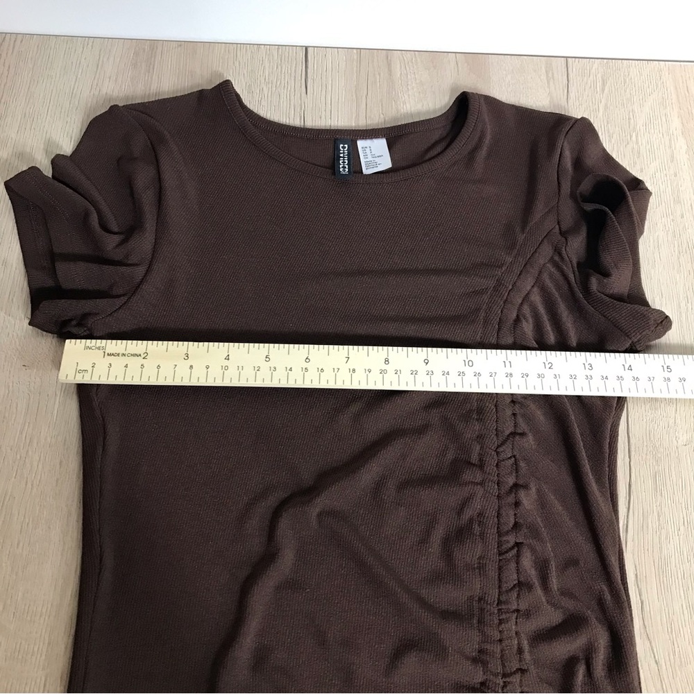 H&M Divided Short Mini Fitted Drawstring Ruched Detail Ribbed Stretchy Dress S - Picture 7 of 10